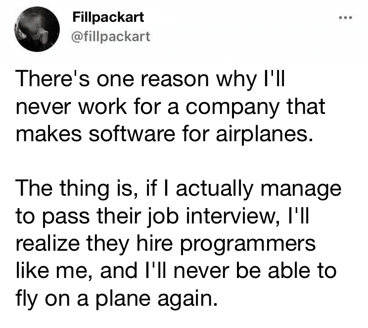 When 'Pass The Interview' = 'Cancel My Flight'