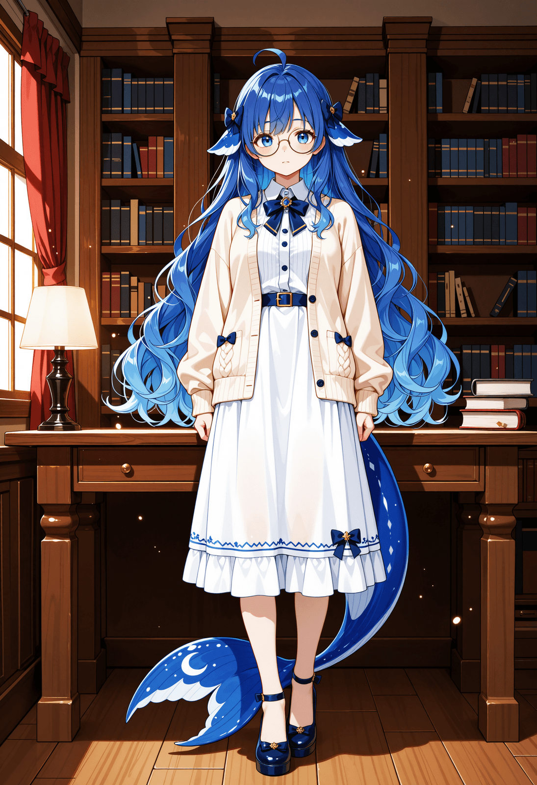 深海图书馆 · 书架前的鲸鱼娘