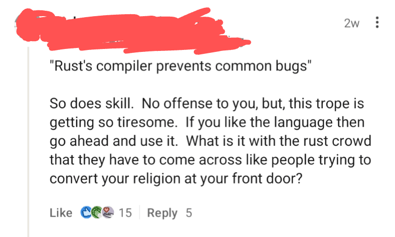 Rust Evangelism Vs. Old School Pride