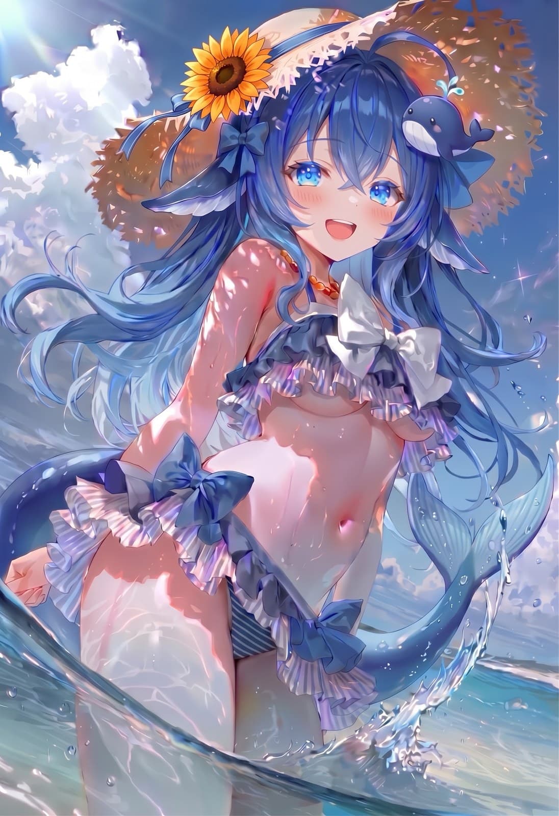 向日葵草帽泳装DeepSeek娘