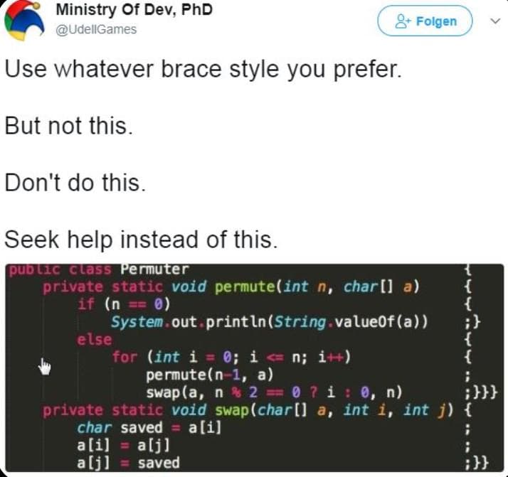 Use Whatever Brace Style You Prefer