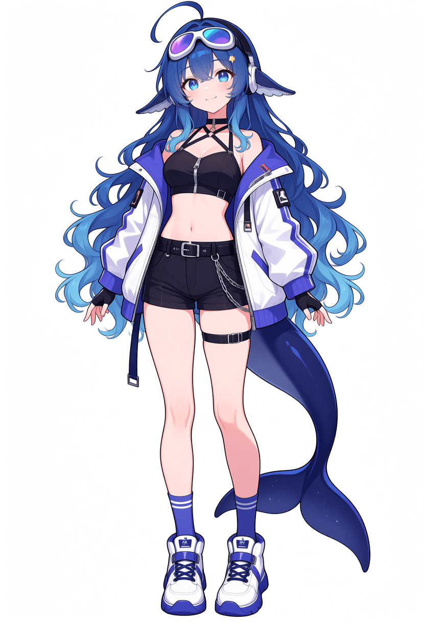 银鲸：DeepSeek娘机能风全身立绘
