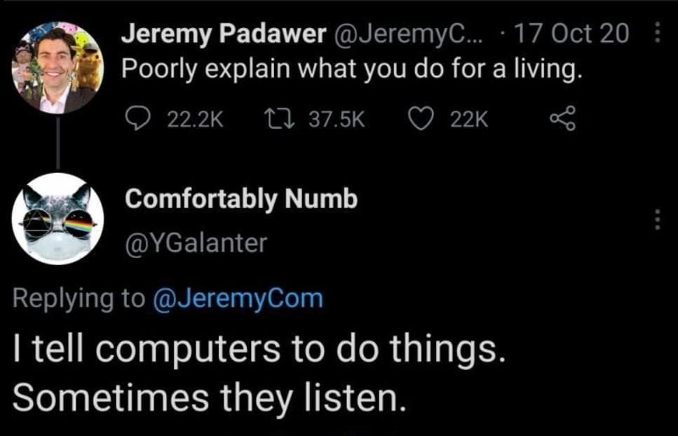 I Tell Computers To Do Things. Sometimes They Listen.