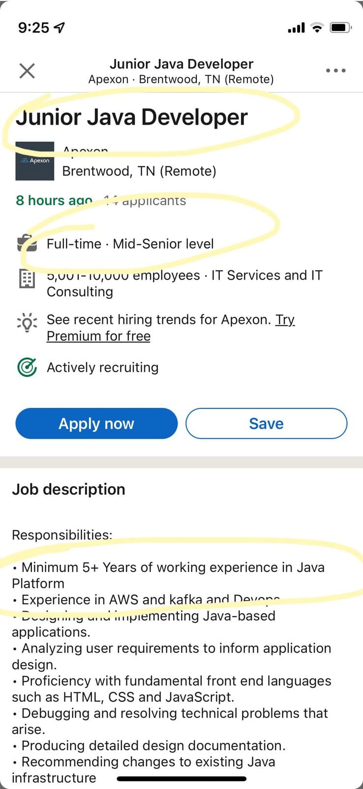 “Junior” = 5+ years of experience, ya peasants