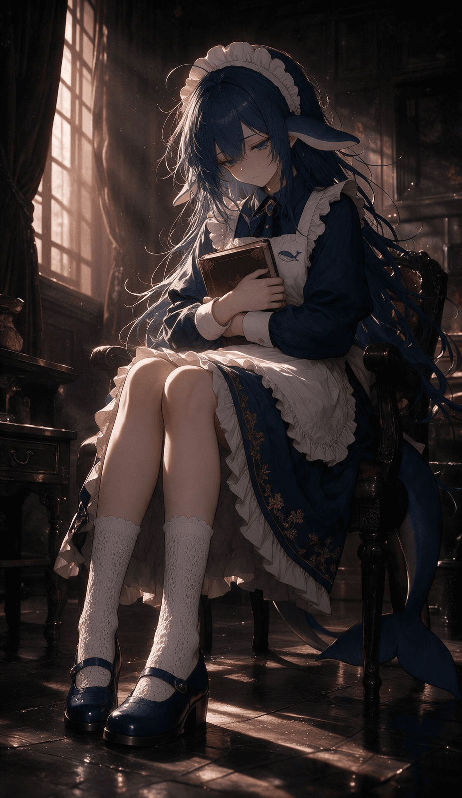 忧郁鲸鱼：女仆装少女的读书时刻